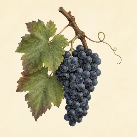 Botanical illustration of Sangiovese grapes