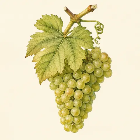Botanical illustration of Sauvignon Blanc grapes